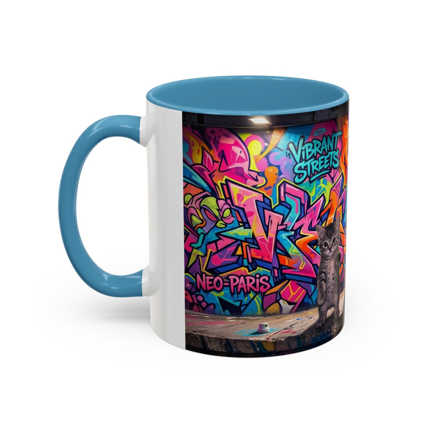 Street Kitties Graffiti Coffee Mug — Colorful Cat Art Accent Mug (11/15oz)