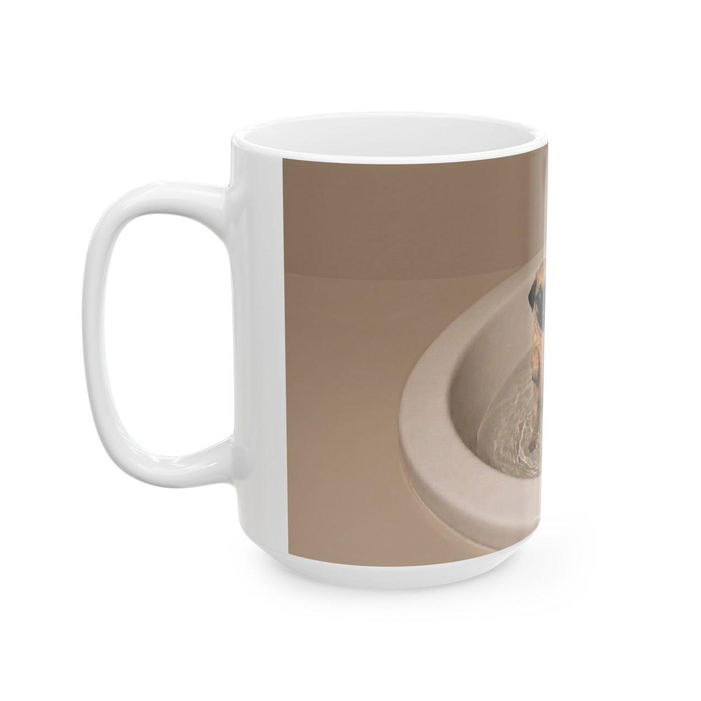 Pug & Labrador Bathtub Photo Ceramic Mug (11oz, 15oz) — Cute Dog Coffee Cup