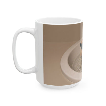 Pug & Labrador Bathtub Photo Ceramic Mug (11oz, 15oz) — Cute Dog Coffee Cup