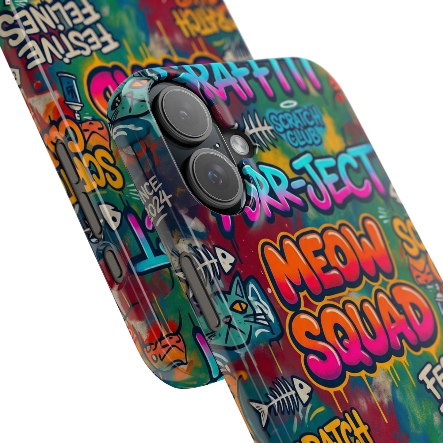 Meow Squad Graffiti Phone Case — Colorful Cat Crew Slim Case