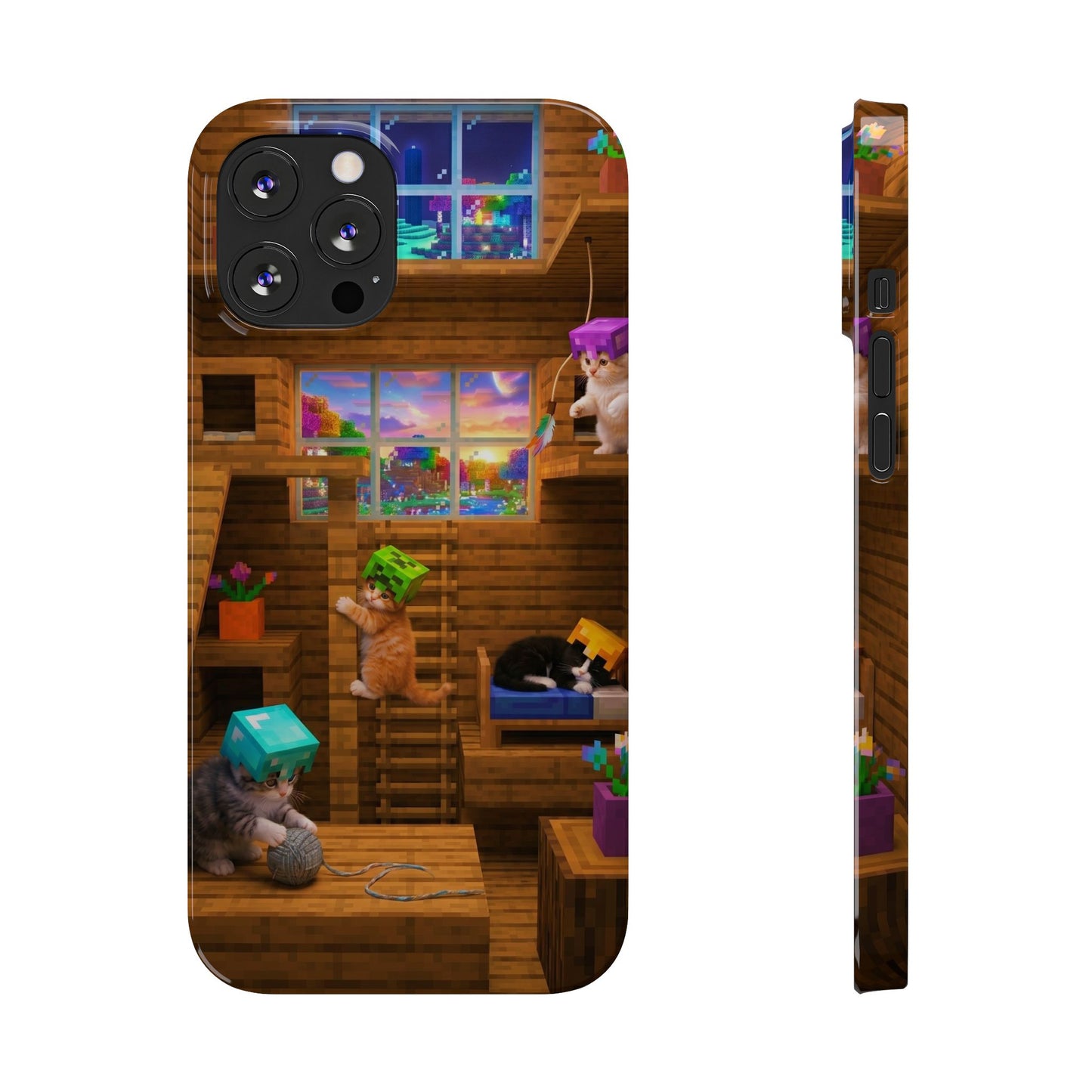Minecraft Cozy Treehouse Slim Phone Case — Gamer Pixel Cabin Design