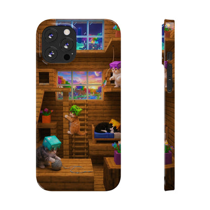 Minecraft Cozy Treehouse Slim Phone Case — Gamer Pixel Cabin Design