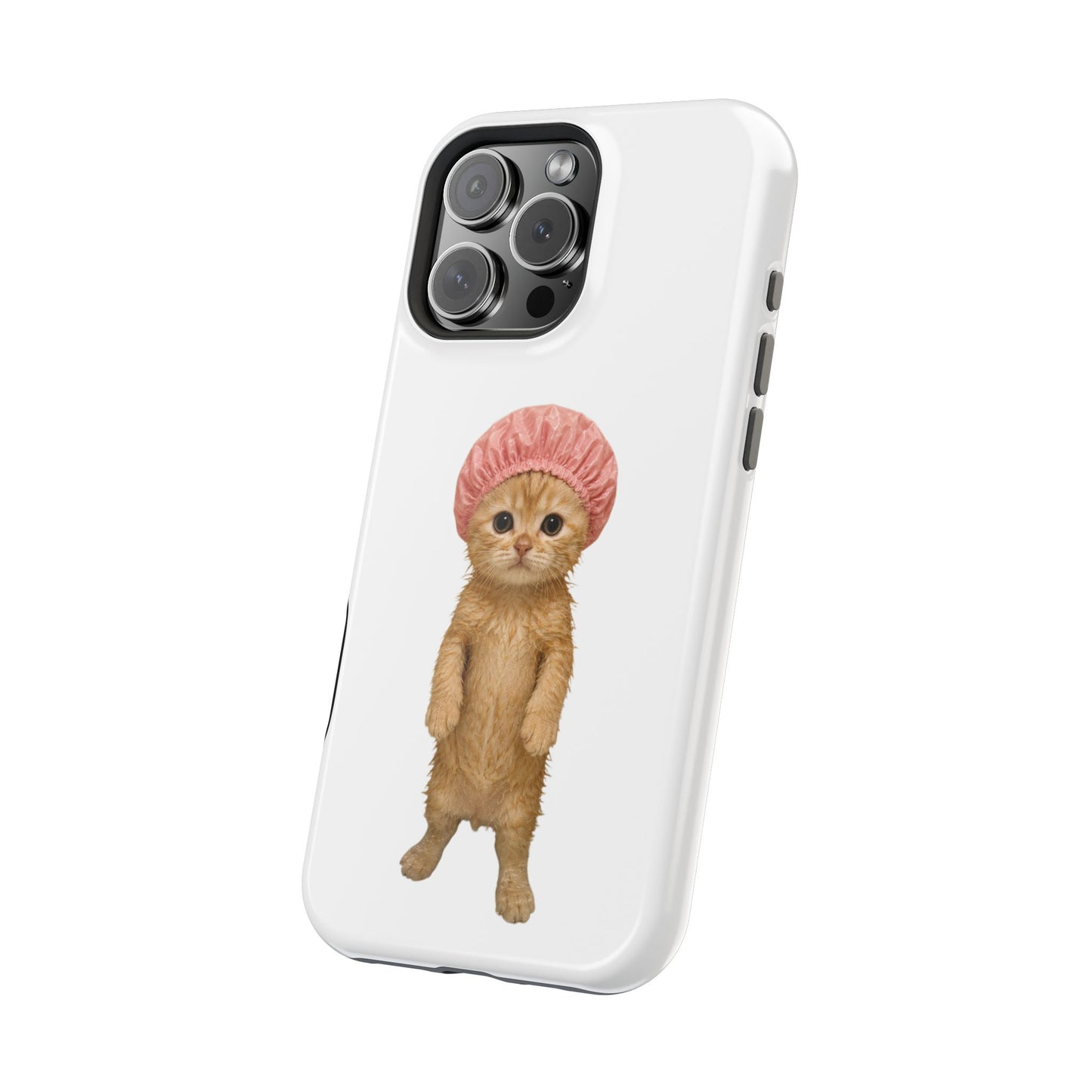 Cute Kitten in Shower Cap Magnetic Impact-Resistant Phone Case