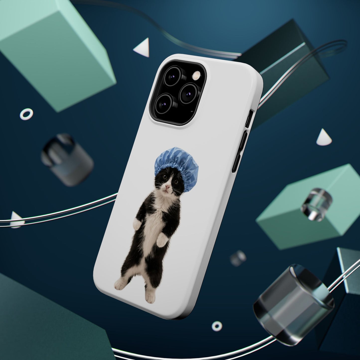 Cute Cat in Shower Cap Magnetic Impact-Resistant Phone Case