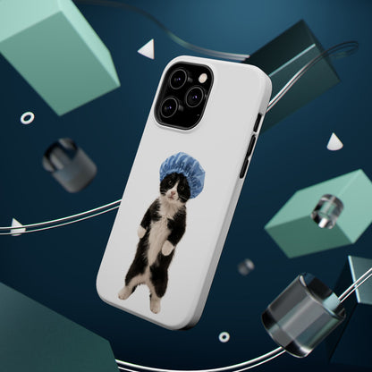 Cute Cat in Shower Cap Magnetic Impact-Resistant Phone Case