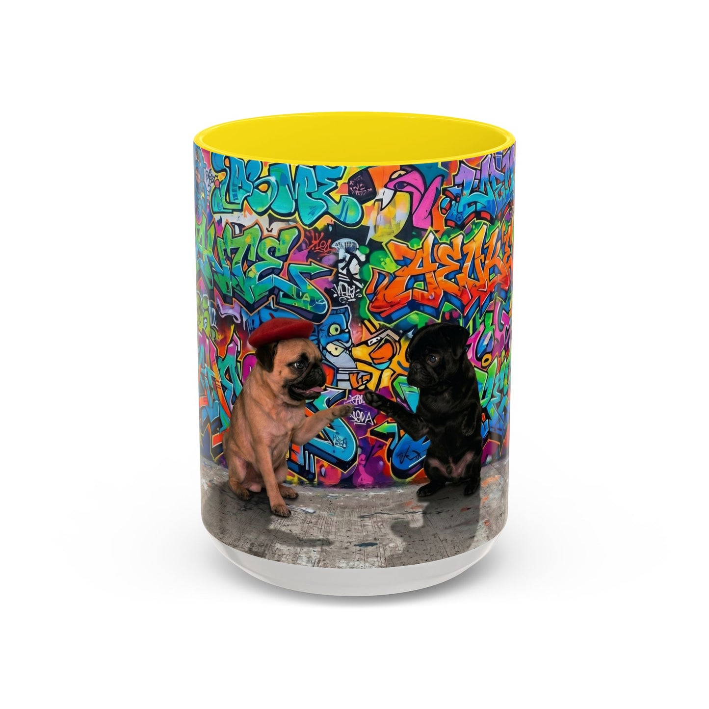 Graffiti Pug Coffee Mug — Colorful Street Art Accent Mug (11/15oz)