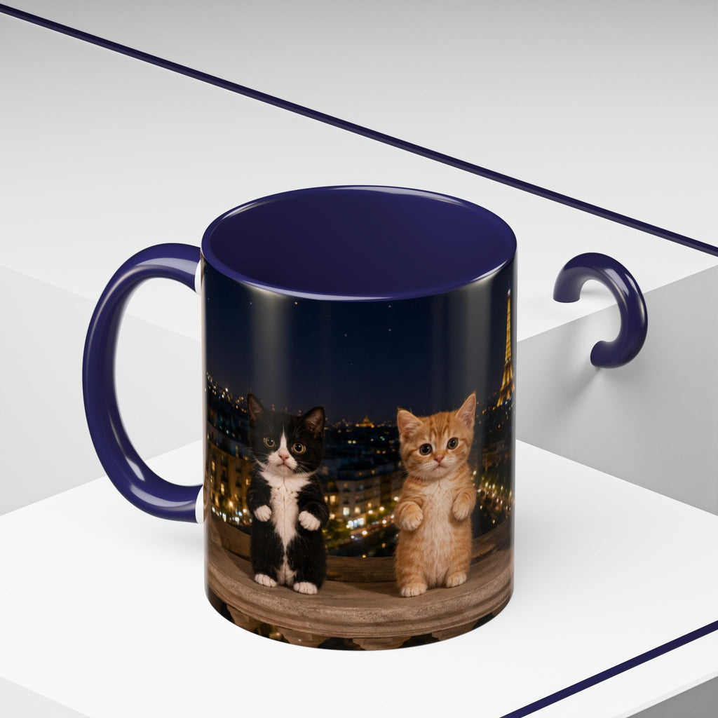 Paris Kittens Coffee Mug — Cute Cat Nightscape Accent Mug (11/15 oz)