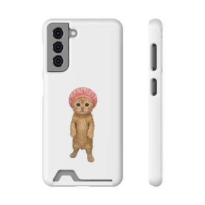 Cute Cat Shower Cap Phone Card Case