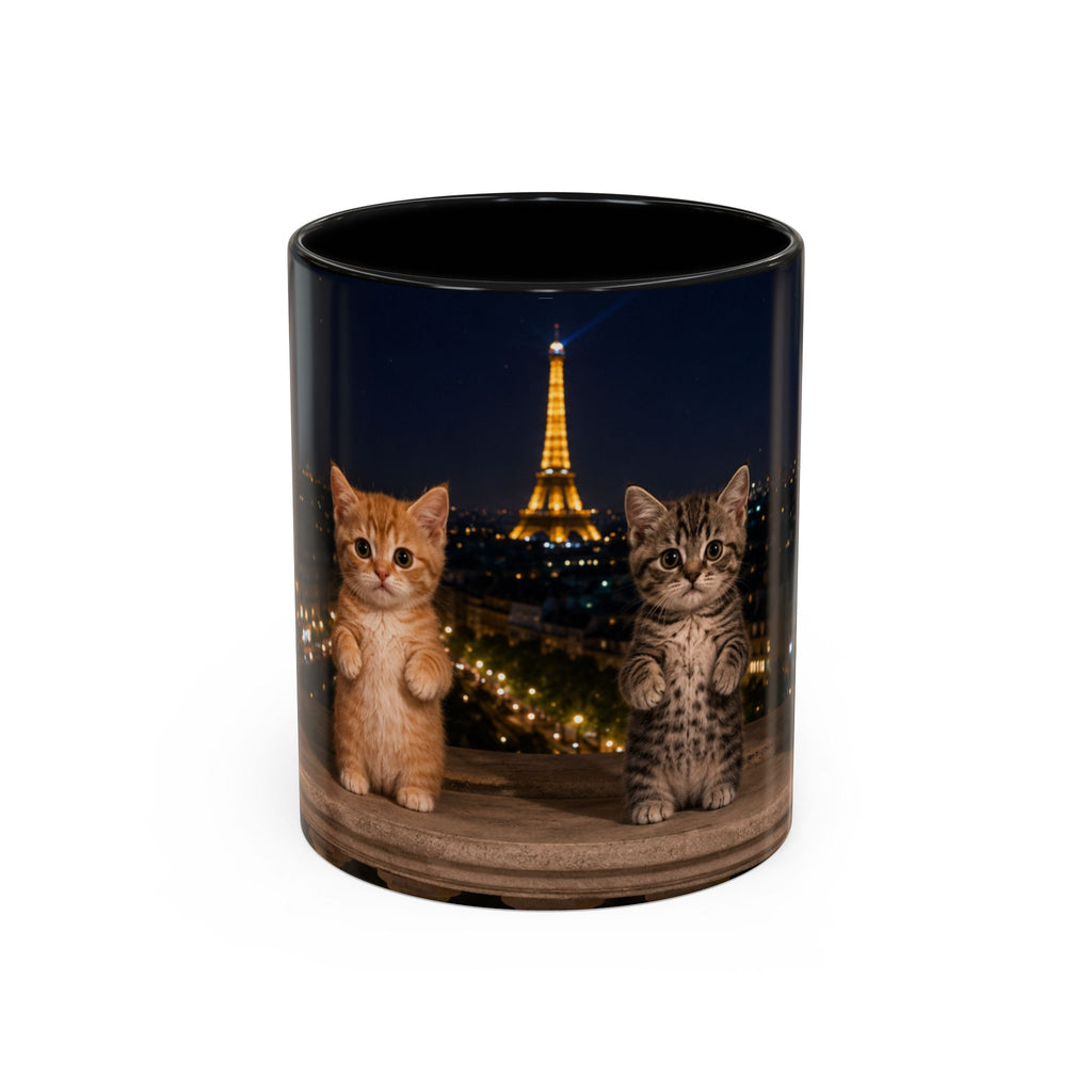 Paris Kittens Coffee Mug — Cute Cat Nightscape Accent Mug (11/15 oz)