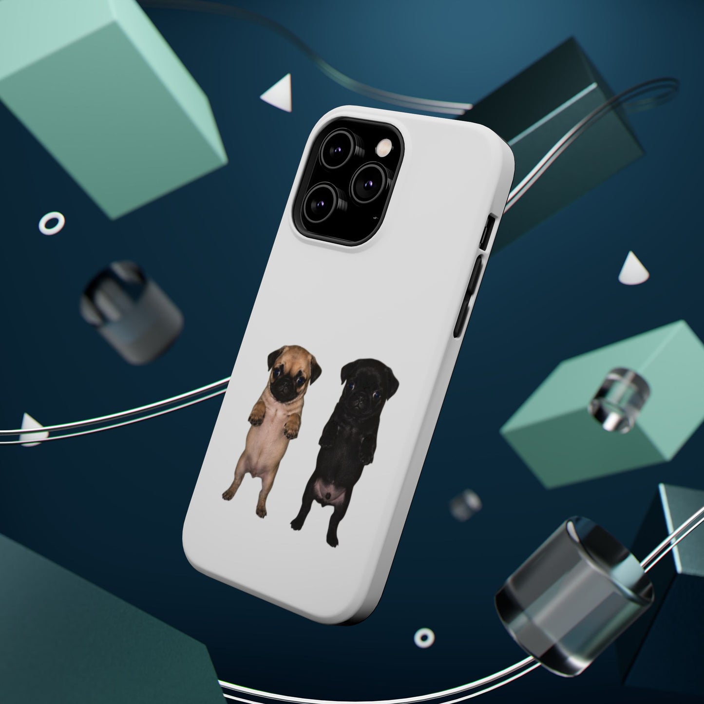 Cute Standing Pug Duo Magnetic Impact-Resistant Phone Case