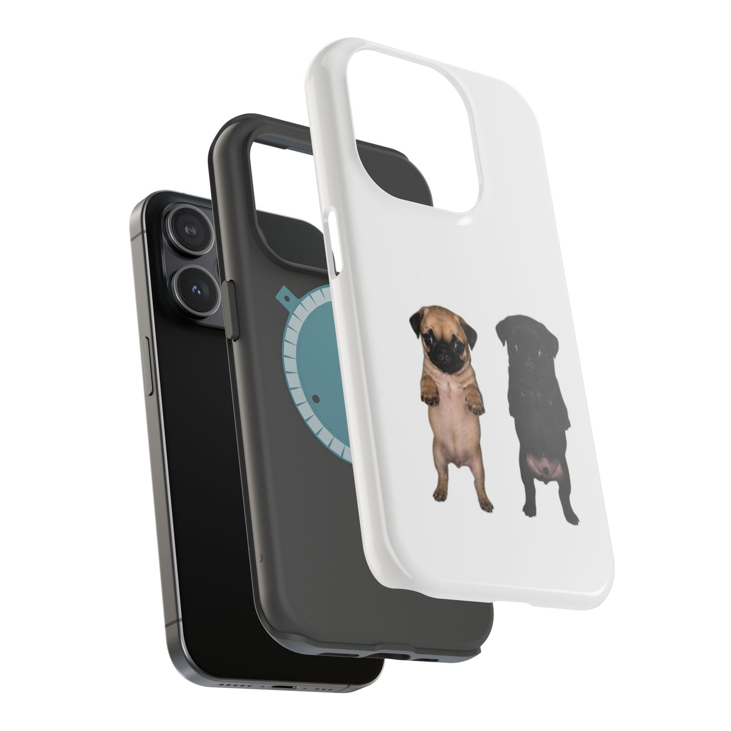 Cute Standing Pug Duo Magnetic Impact-Resistant Phone Case