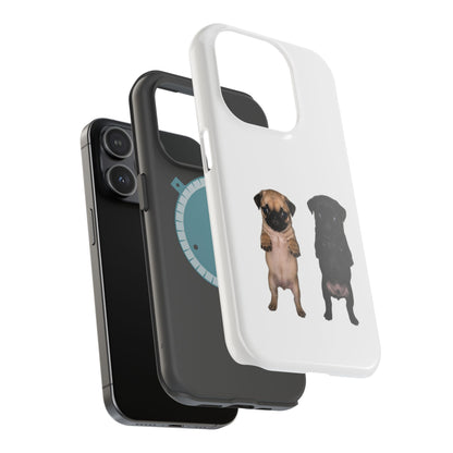 Cute Standing Pug Duo Magnetic Impact-Resistant Phone Case