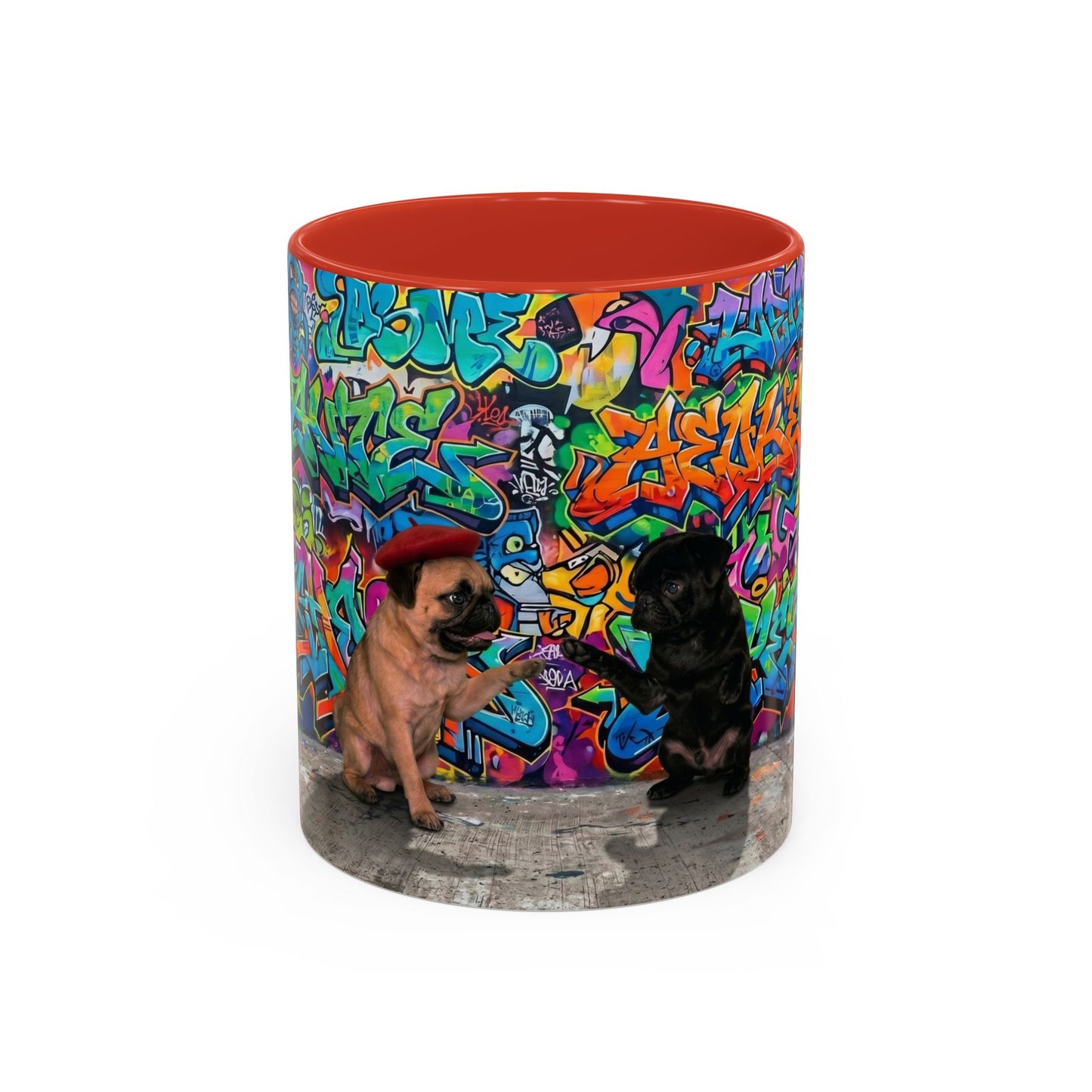 Graffiti Pug Coffee Mug — Colorful Street Art Accent Mug (11/15oz)