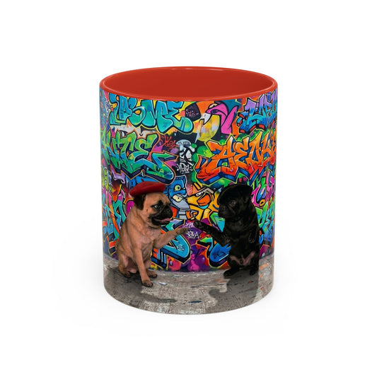 Graffiti Pug Coffee Mug — Colorful Street Art Accent Mug (11/15oz)
