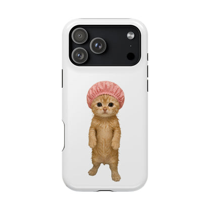 Cute Kitten in Shower Cap Magnetic Impact-Resistant Phone Case
