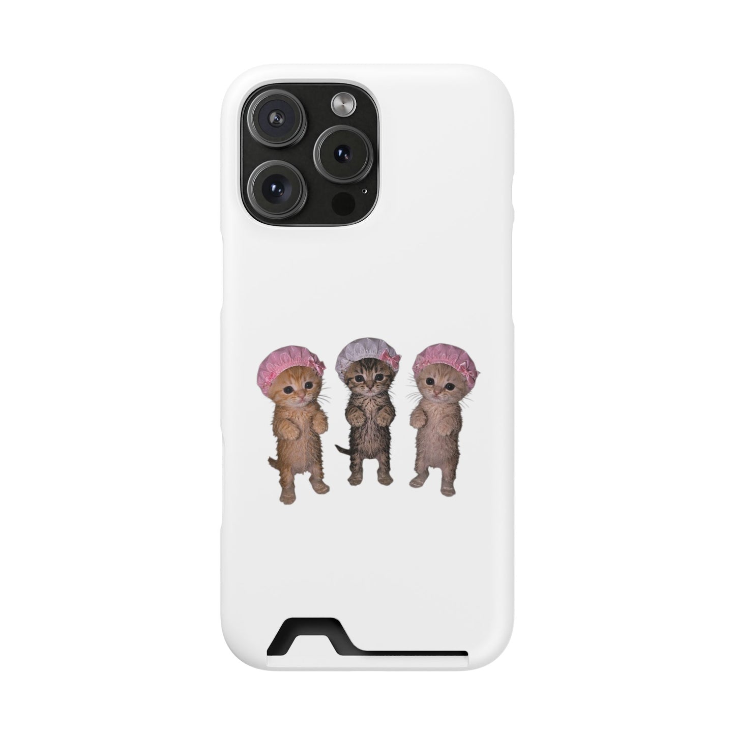 Cute Three Kittens Phone Case with Card Holder