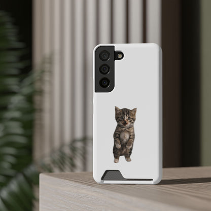 Cute Standing Kitten Phone Case with Card Holder