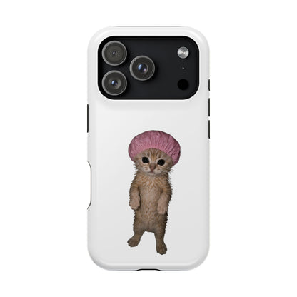 Cute Kitten in Shower Cap  Magnetic Impact-Resistant