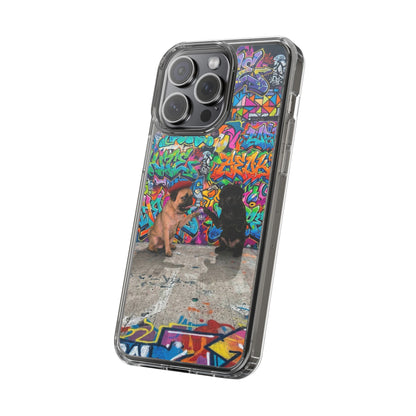 Clear Phone Case — Colorful Graffiti Pugs Design