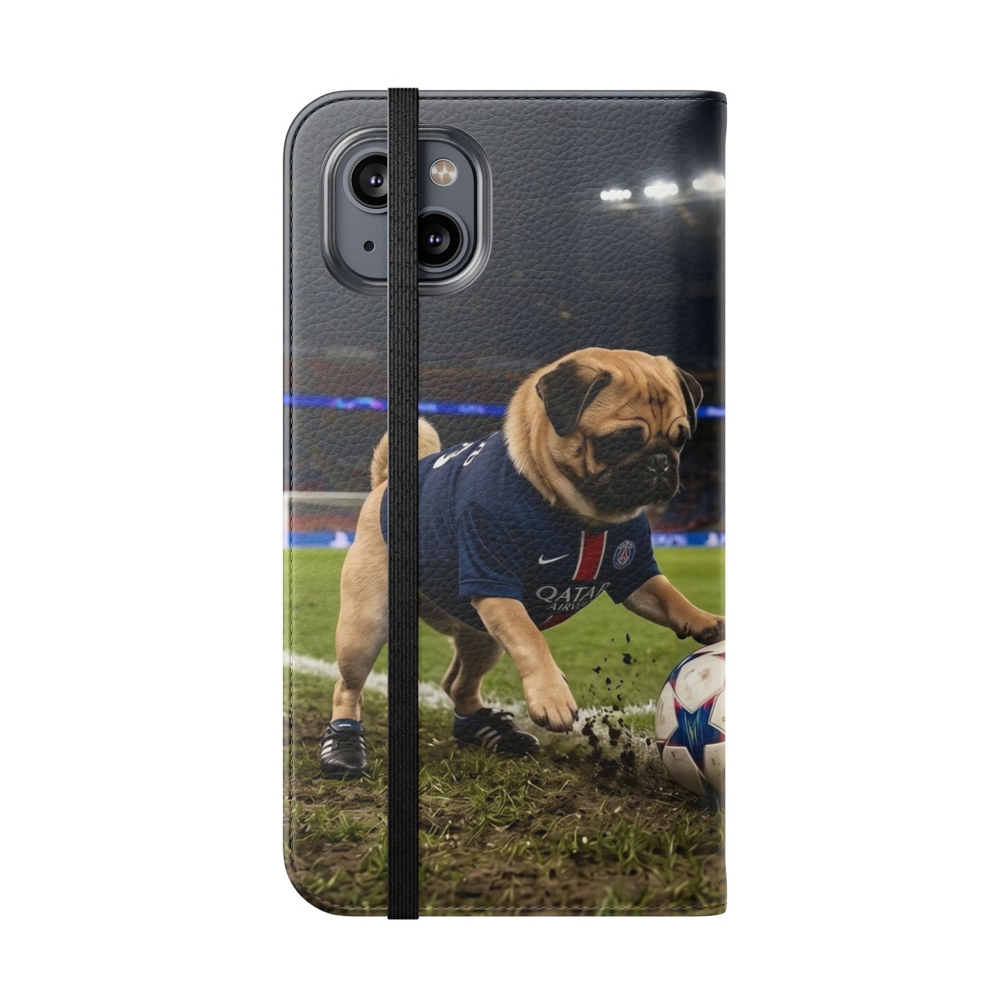 Flip Phone Case — Cute Soccer Pugs Design Wallet Cover