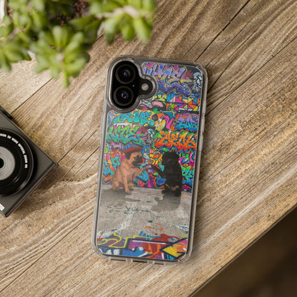 Clear Phone Case — Colorful Graffiti Pugs Design