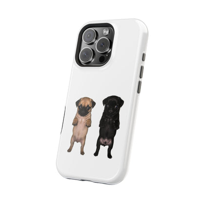 Cute Standing Pug Duo Magnetic Impact-Resistant Phone Case