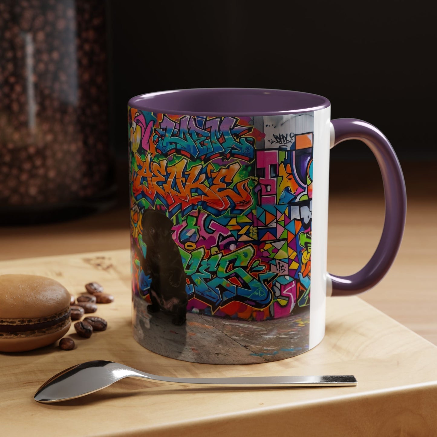 Graffiti Pug Coffee Mug — Colorful Street Art Accent Mug (11/15oz)