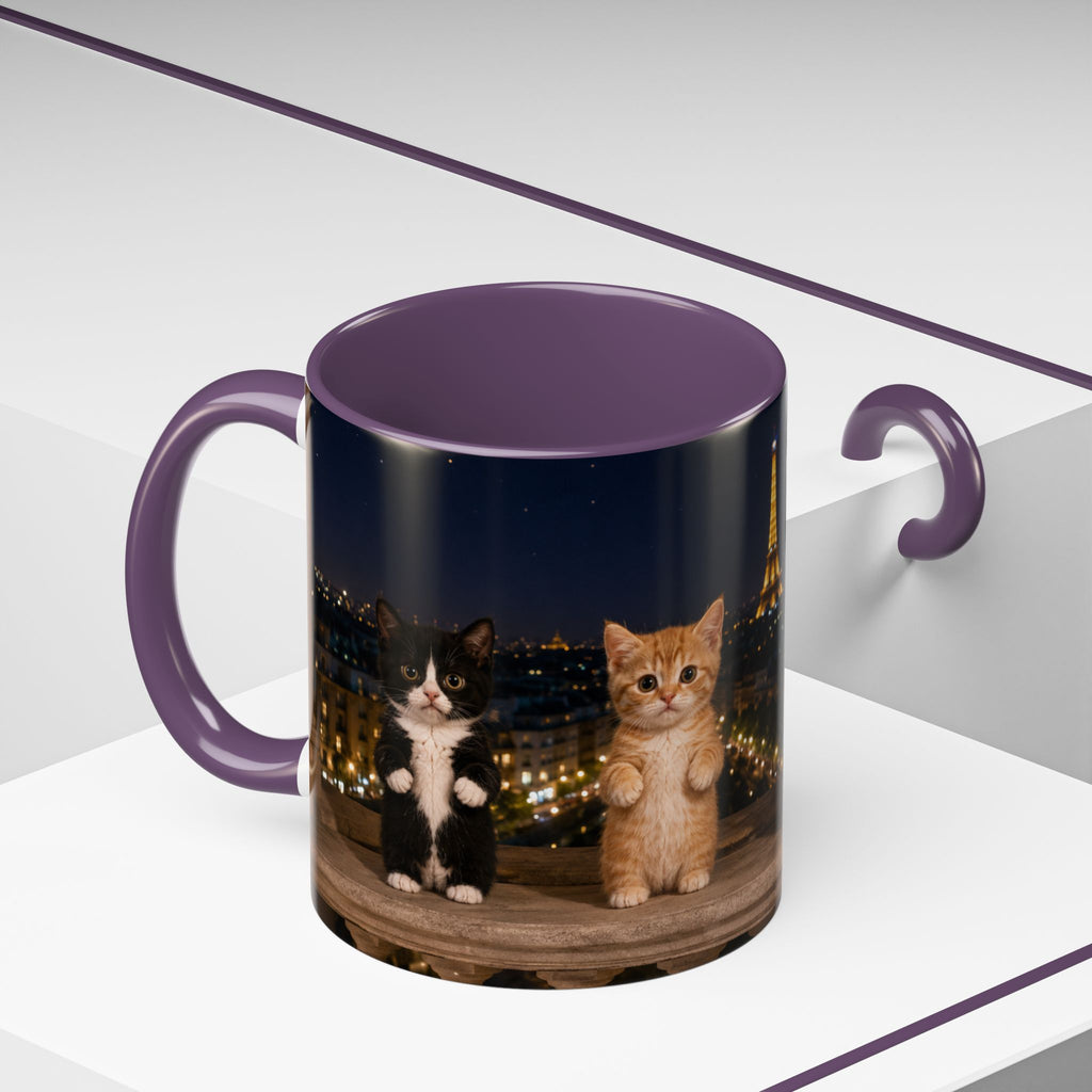 Paris Kittens Coffee Mug — Cute Cat Nightscape Accent Mug (11/15 oz)