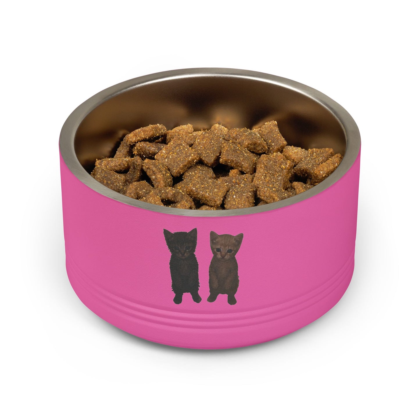 Cute Black & Brown Cat Pair  Pet Bowl  18oz