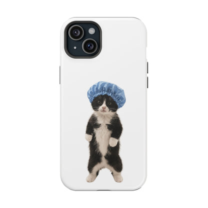 Cute Cat in Shower Cap Magnetic Impact-Resistant Phone Case