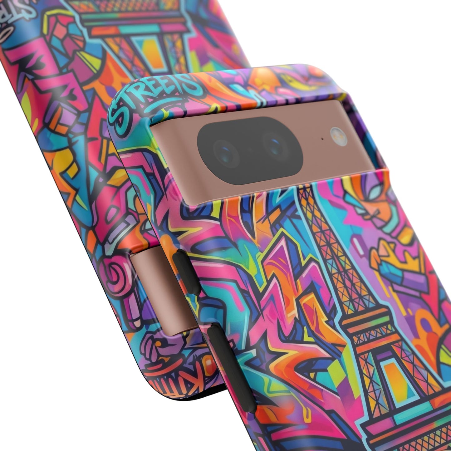 Cat Graffiti Eiffel Phone Case — Colorful Urban Parisian iPhone Cover