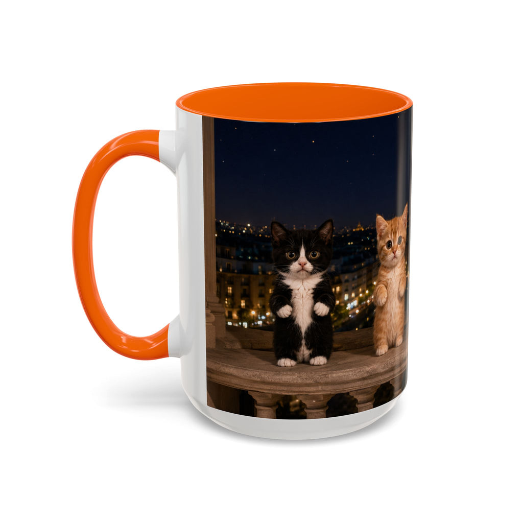 Paris Kittens Coffee Mug — Cute Cat Nightscape Accent Mug (11/15 oz)