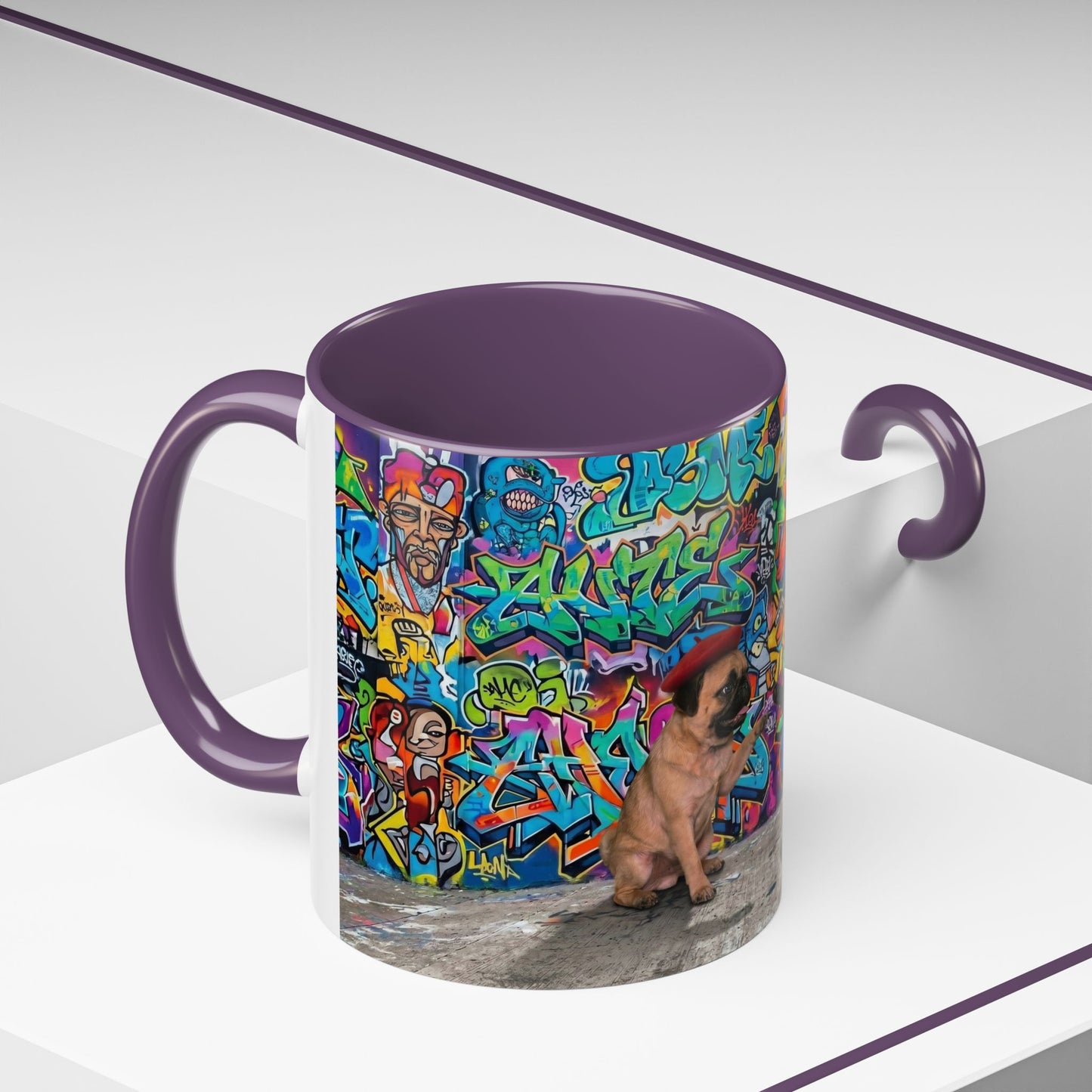 Graffiti Pug Coffee Mug — Colorful Street Art Accent Mug (11/15oz)