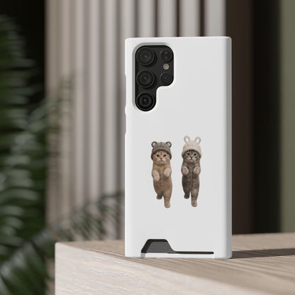 Kawaii Cats with Bear & Bunny  Cute Cat Duo Phone Card Case