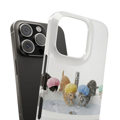 Slim Phone Case — Cute Kittens in Bathtub Design