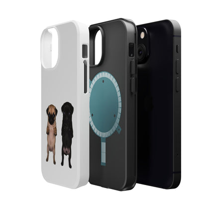 Cute Standing Pug Duo Magnetic Impact-Resistant Phone Case