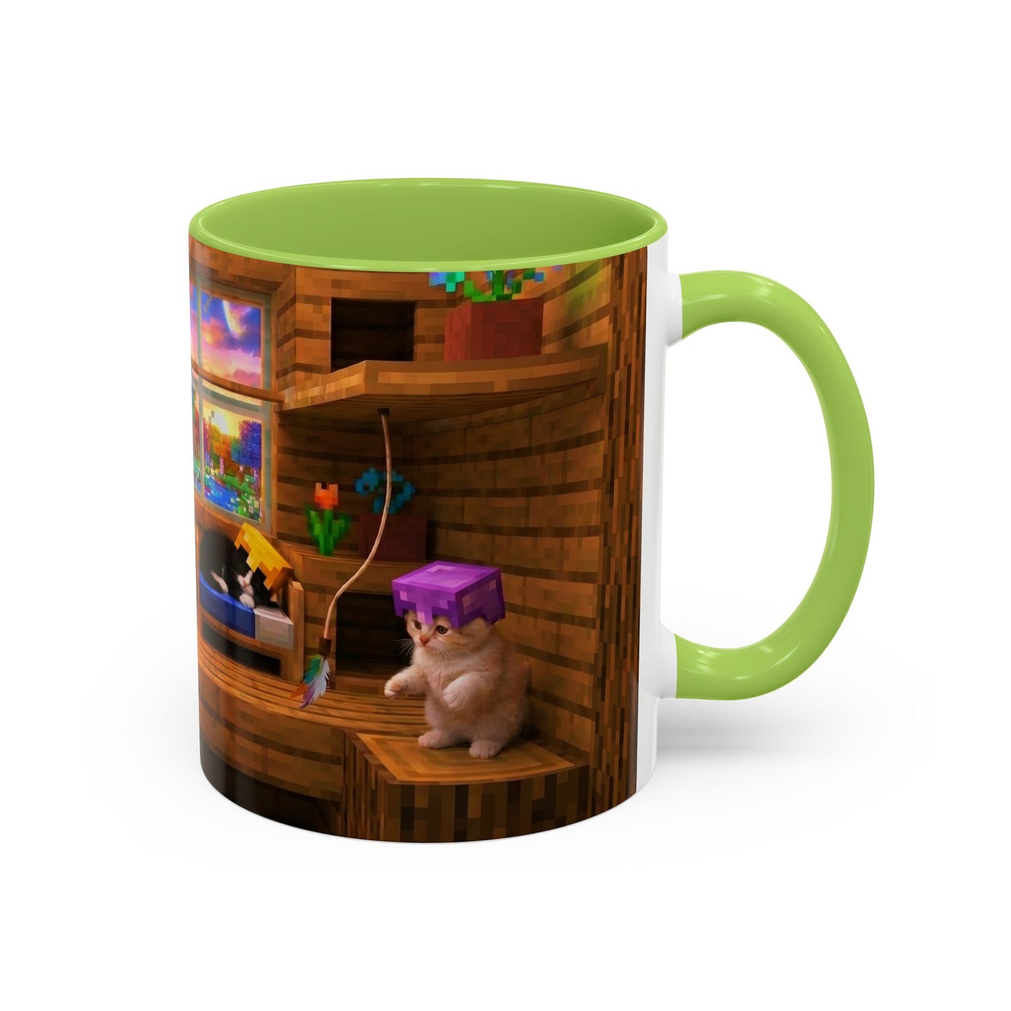Cozy Cat Tree Accent Coffee Mug — Cute Kitten Window Scene (11/15 oz)
