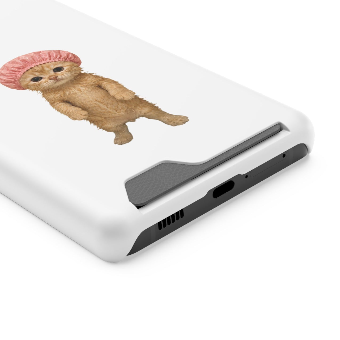 Cute Cat Shower Cap Phone Card Case