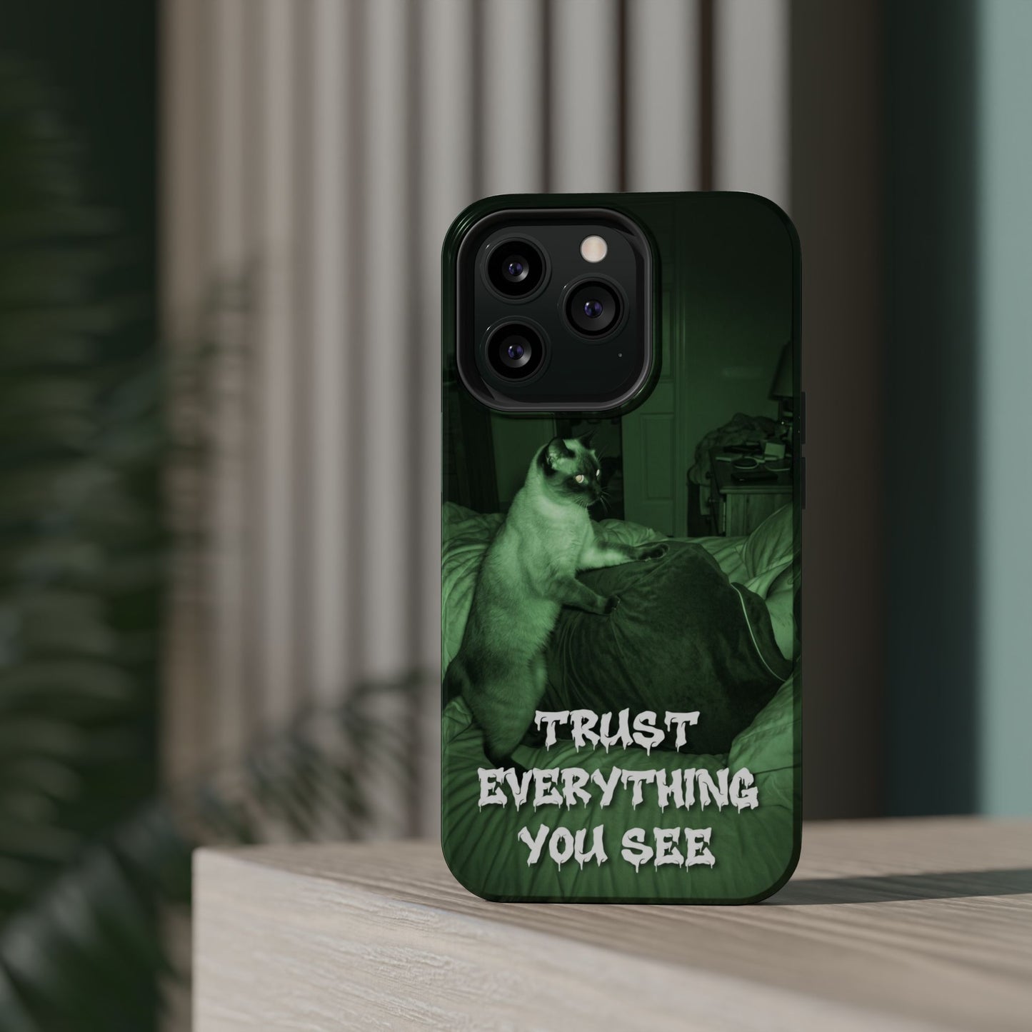 Phone Case 'Trust Everything You See' Green Dog Photo Magnetic Impact-Resistant Case
