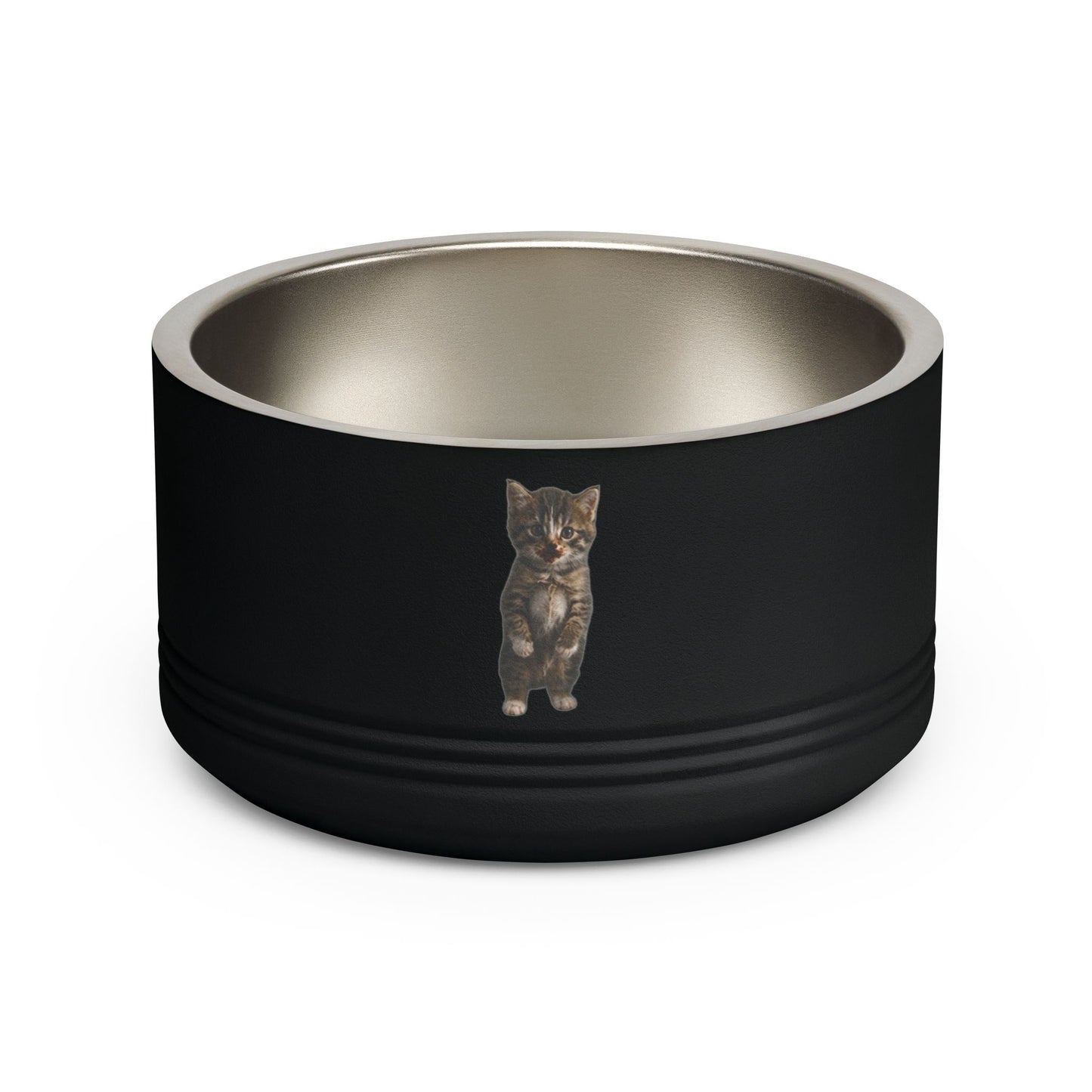 Cute Standing Kitten Stainless Steel Pet Bowl  18oz