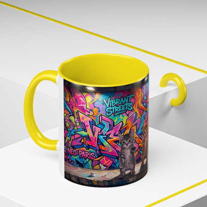 Street Kitties Graffiti Coffee Mug — Colorful Cat Art Accent Mug (11/15oz)
