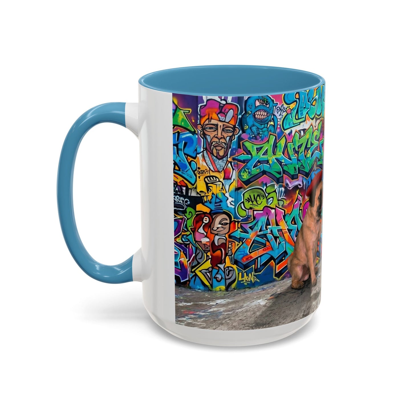 Graffiti Pug Coffee Mug — Colorful Street Art Accent Mug (11/15oz)