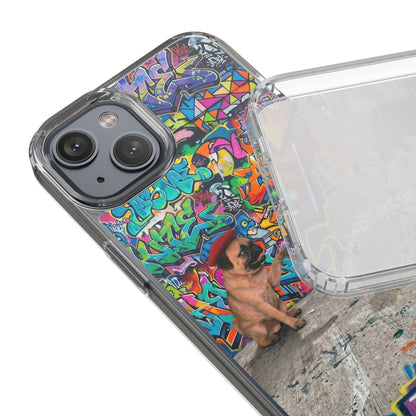 Clear Phone Case — Colorful Graffiti Pugs Design