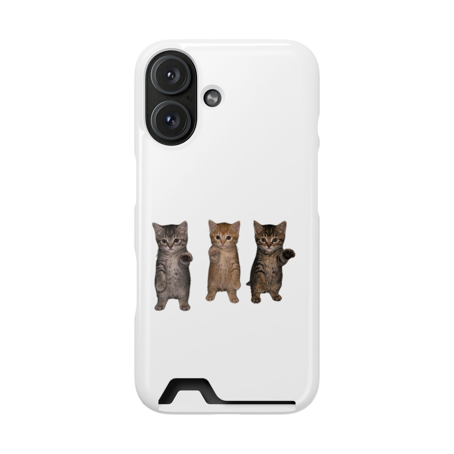 Cute Trio Kittens Phone Case with Card Holder