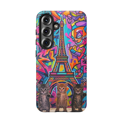Cat Graffiti Eiffel Phone Case — Colorful Urban Parisian iPhone Cover