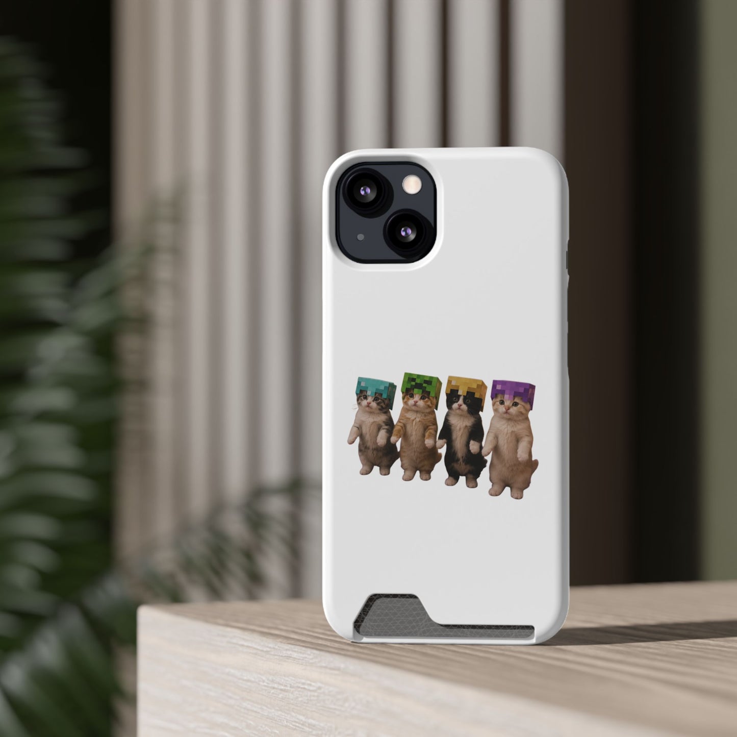 Minecraft Kittens Cat Phone Case with Card Holder