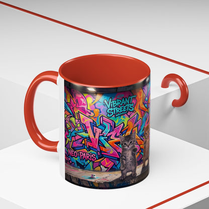 Street Kitties Graffiti Coffee Mug — Colorful Cat Art Accent Mug (11/15oz)