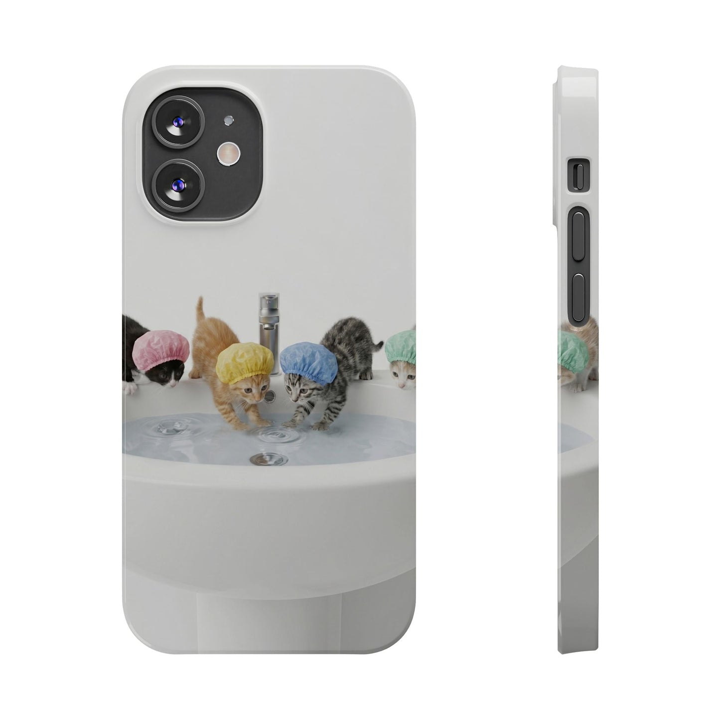 Slim Phone Case — Cute Kittens in Bathtub Design