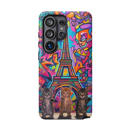 Cat Graffiti Eiffel Phone Case — Colorful Urban Parisian iPhone Cover