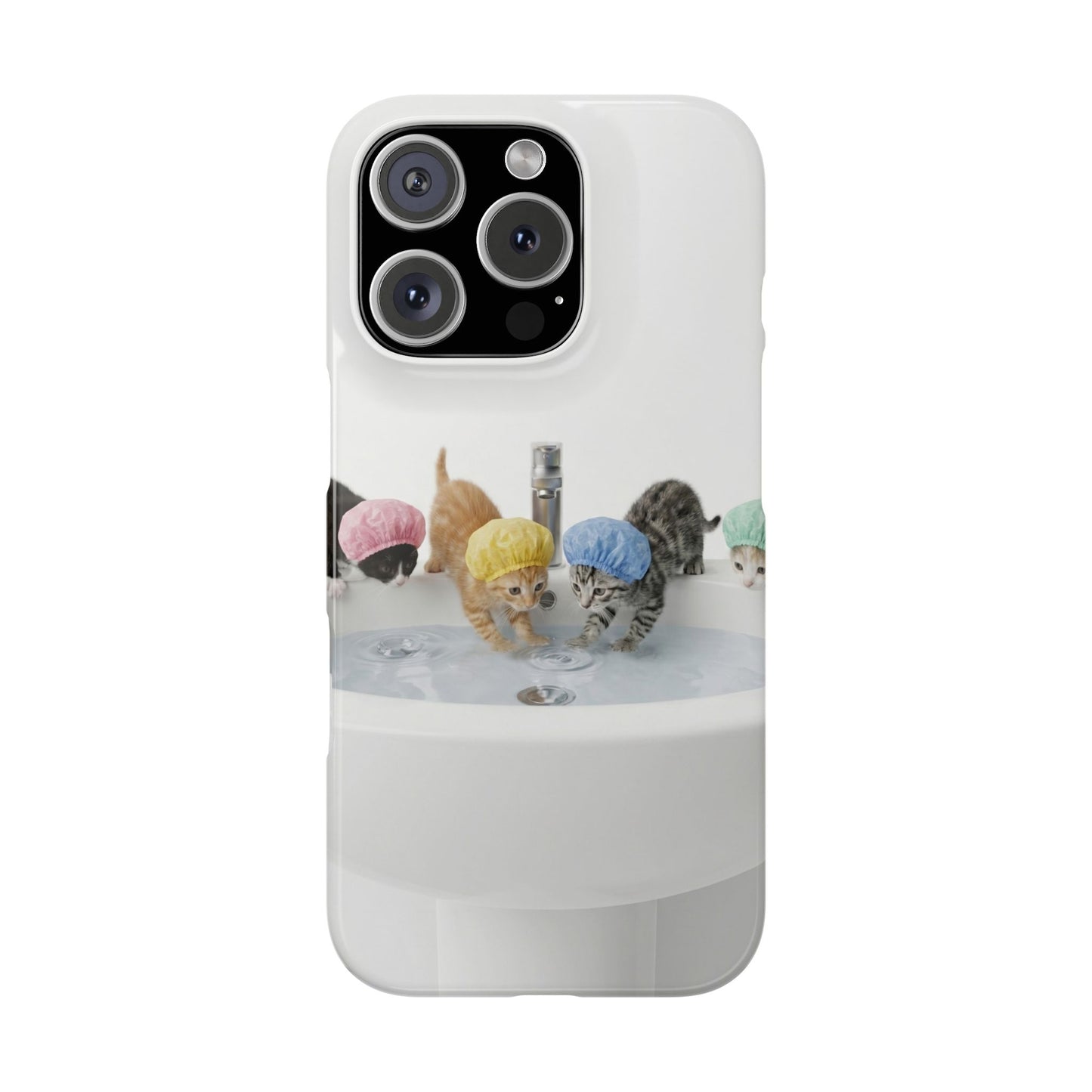 Slim Phone Case — Cute Kittens in Bathtub Design